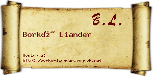 Borkó Liander névjegykártya